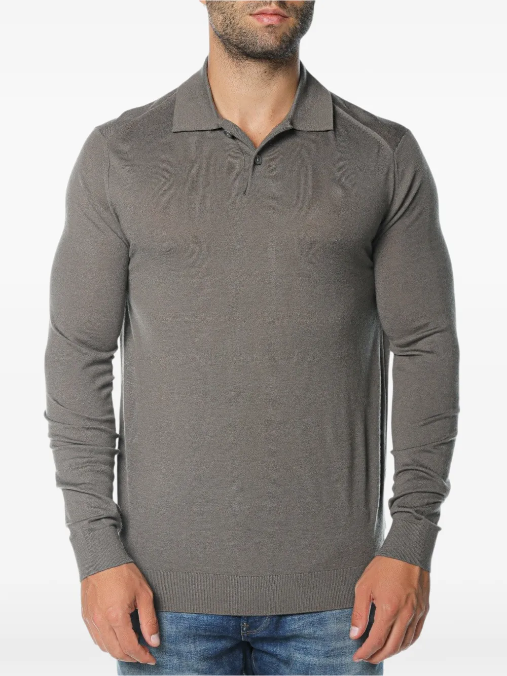 Armani Exchange long-sleeve knit polo shirt - Grigio