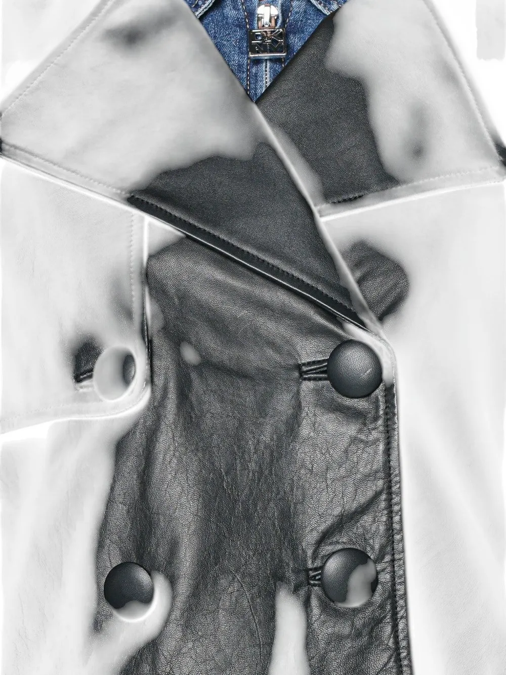 Armani Exchange double-breasted leather jacket Zwart