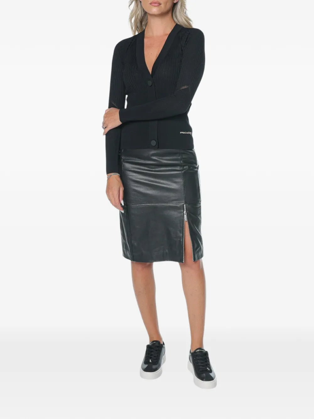 Armani Exchange Ribgebreid vest Zwart