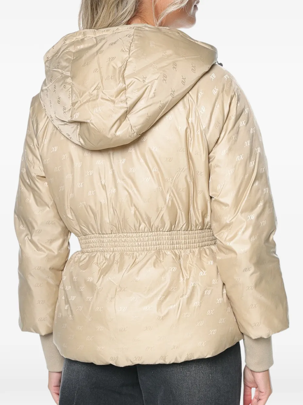 Armani Exchange logo-print hooded jacket Beige