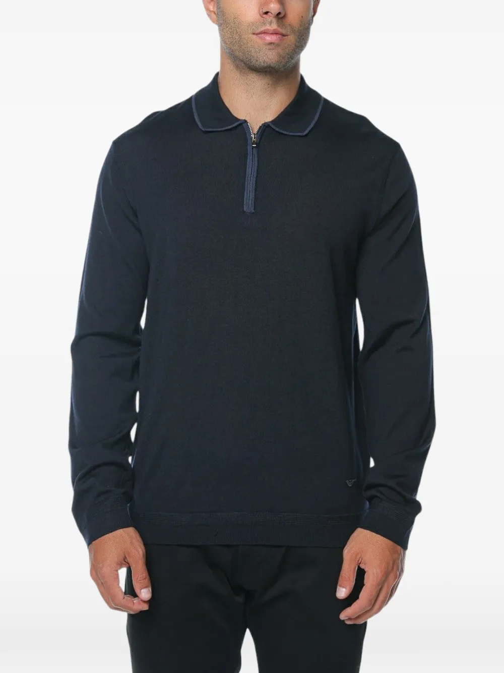 Emporio Armani Travel Essential smooth wool polo collar sweater - Blu