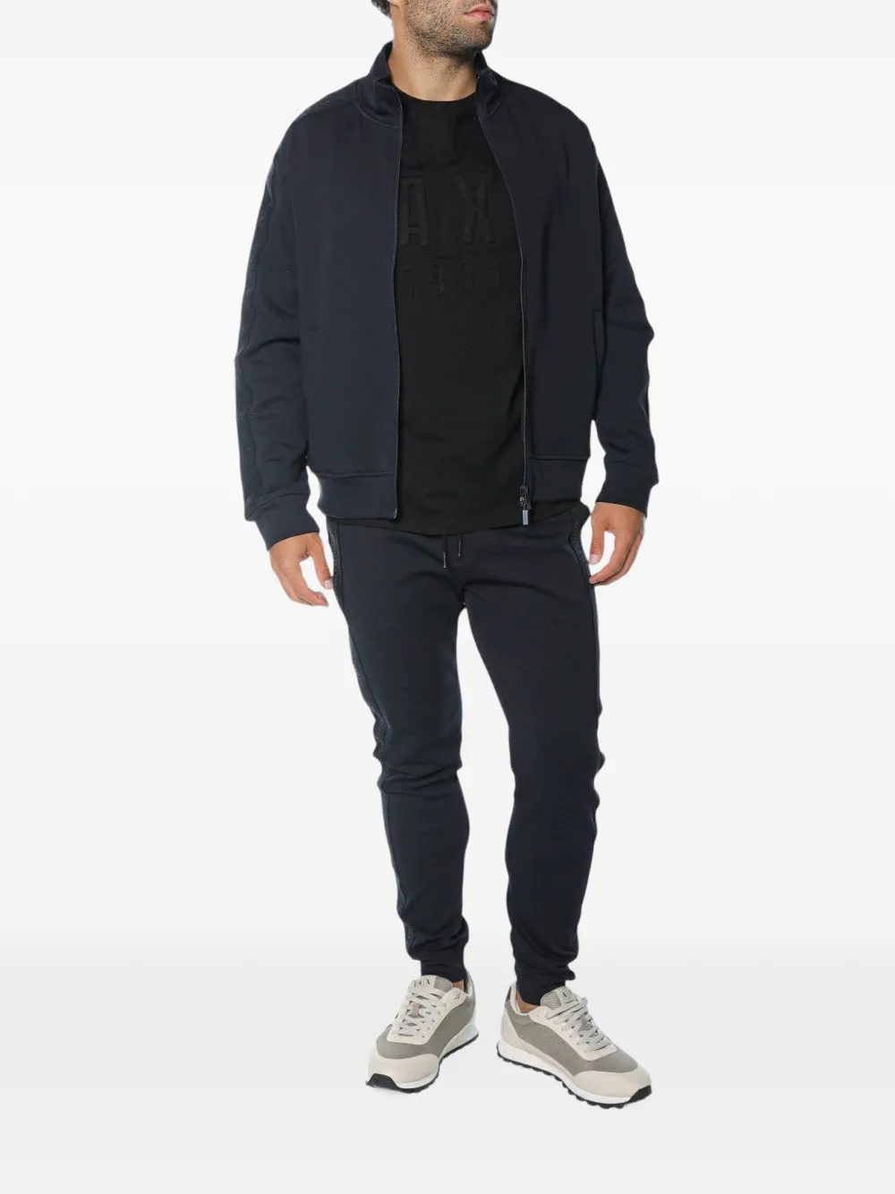Armani Exchange logo-tape zip-up sweatshirt Blauw