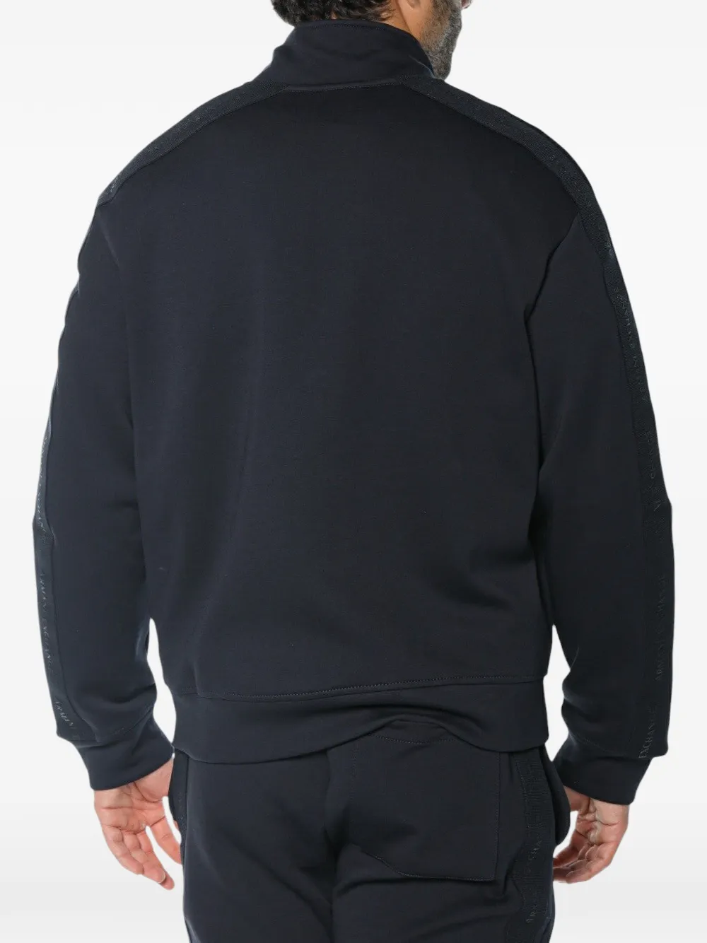 Armani Exchange logo-tape zip-up sweatshirt Blauw