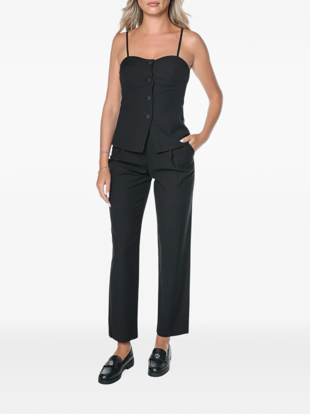 Armani Exchange pleated-detail trousers Zwart