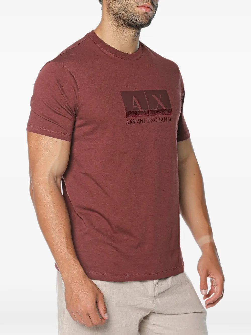 Armani Exchange logo-print T-shirt Rood