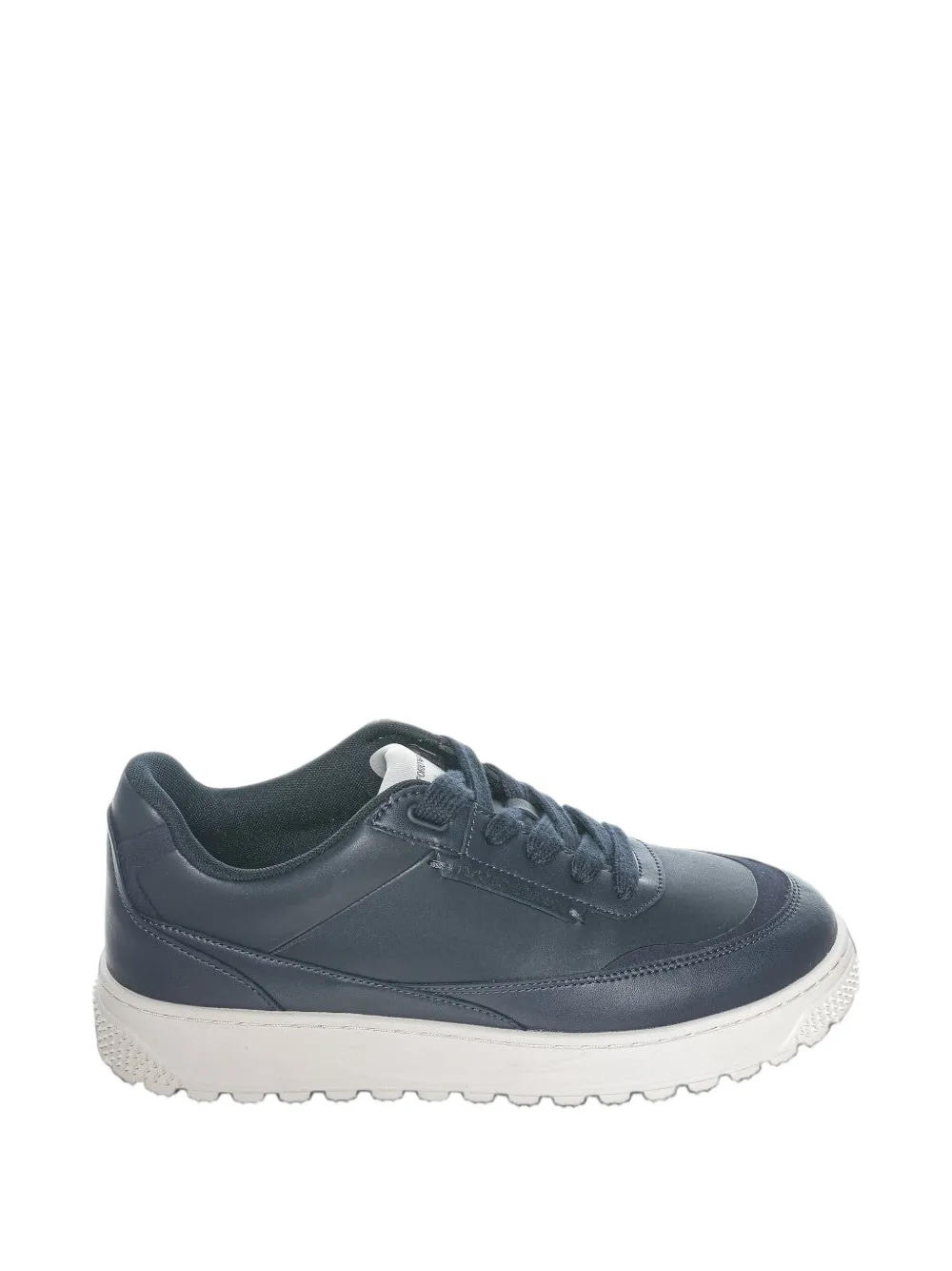 Emporio Armani smooth leather lace-up sneakers with a textured rubber sole - Blu