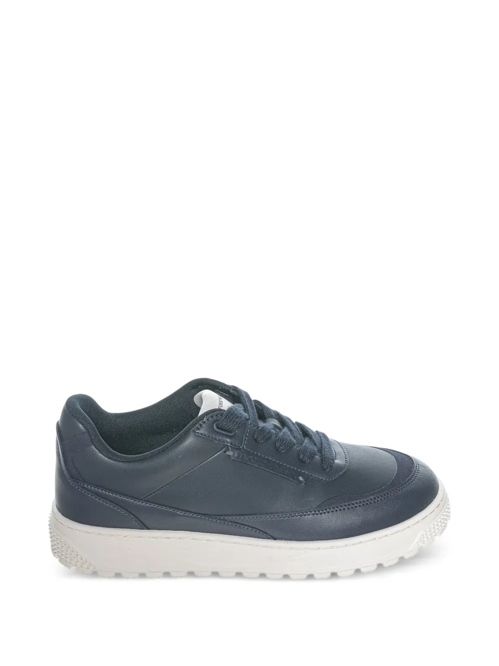 Emporio Armani smooth leather lace-up sneakers with a textured rubber sole - Blu