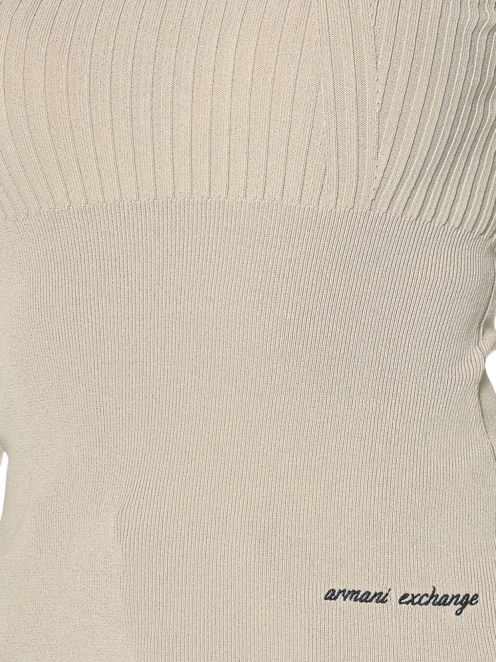 Armani Exchange ribbed-knit logo-print sweater Beige
