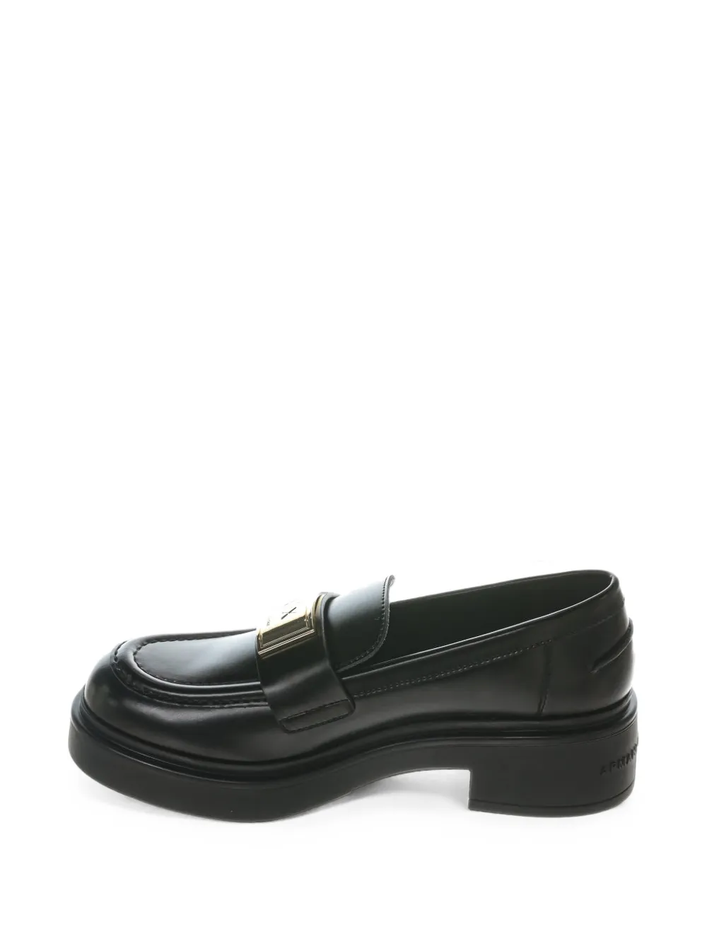 Armani Exchange logo-plaque chunky-sole loafers Zwart