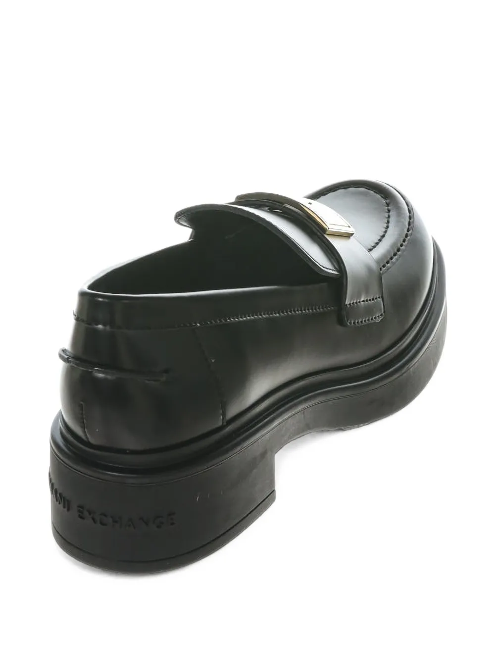 Armani Exchange logo-plaque chunky-sole loafers Zwart