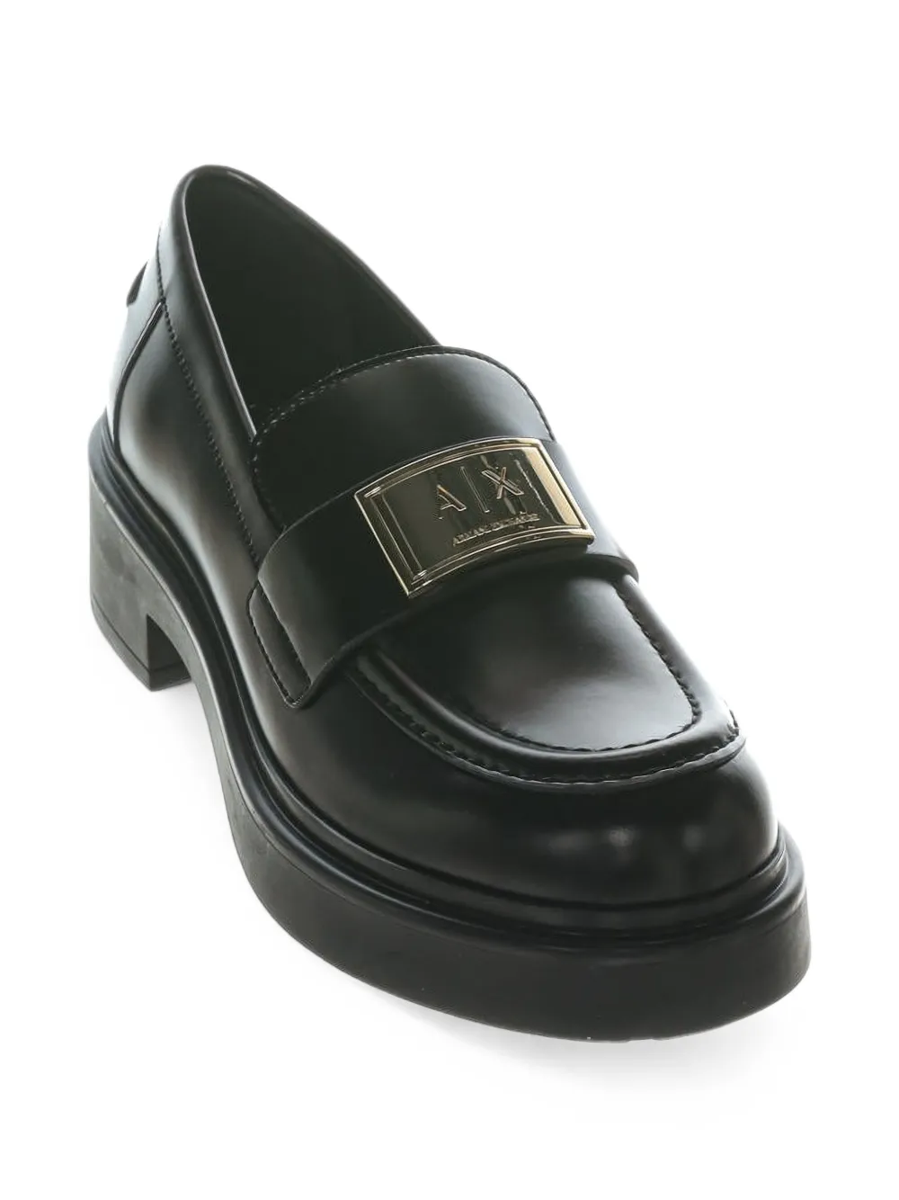 Armani Exchange logo-plaque chunky-sole loafers Zwart