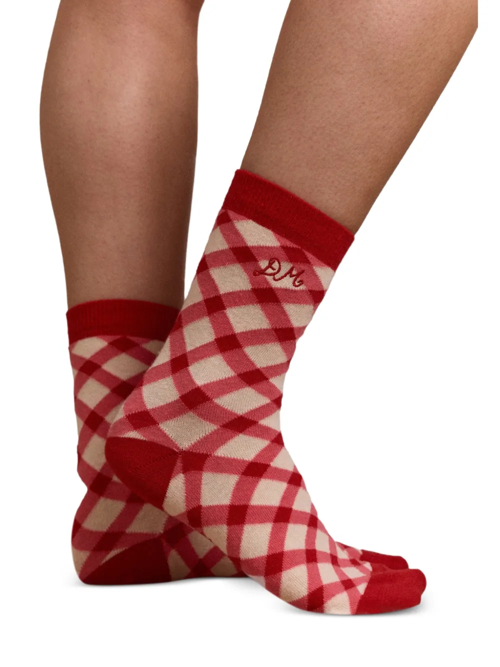 DAMSON MADDER Calzini a quadretti con logo (2 pezzi) - Rosso