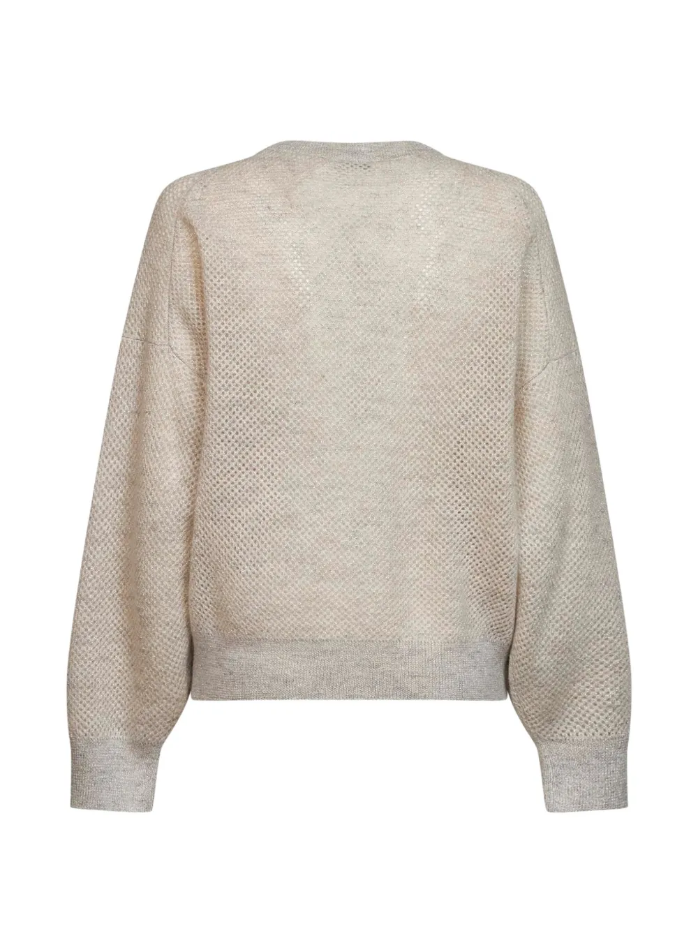 Brunello Cucinelli Opengewerkte trui met lamé draad Beige