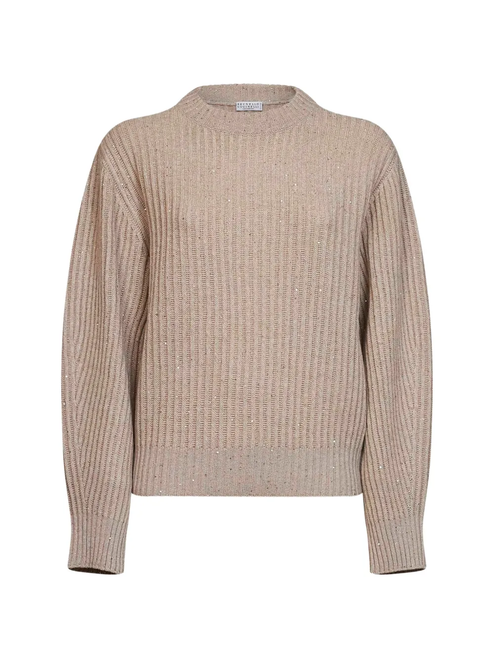 Brunello Cucinelli Dazzling sequin-embellished ribbed-knit sweater - Nude
