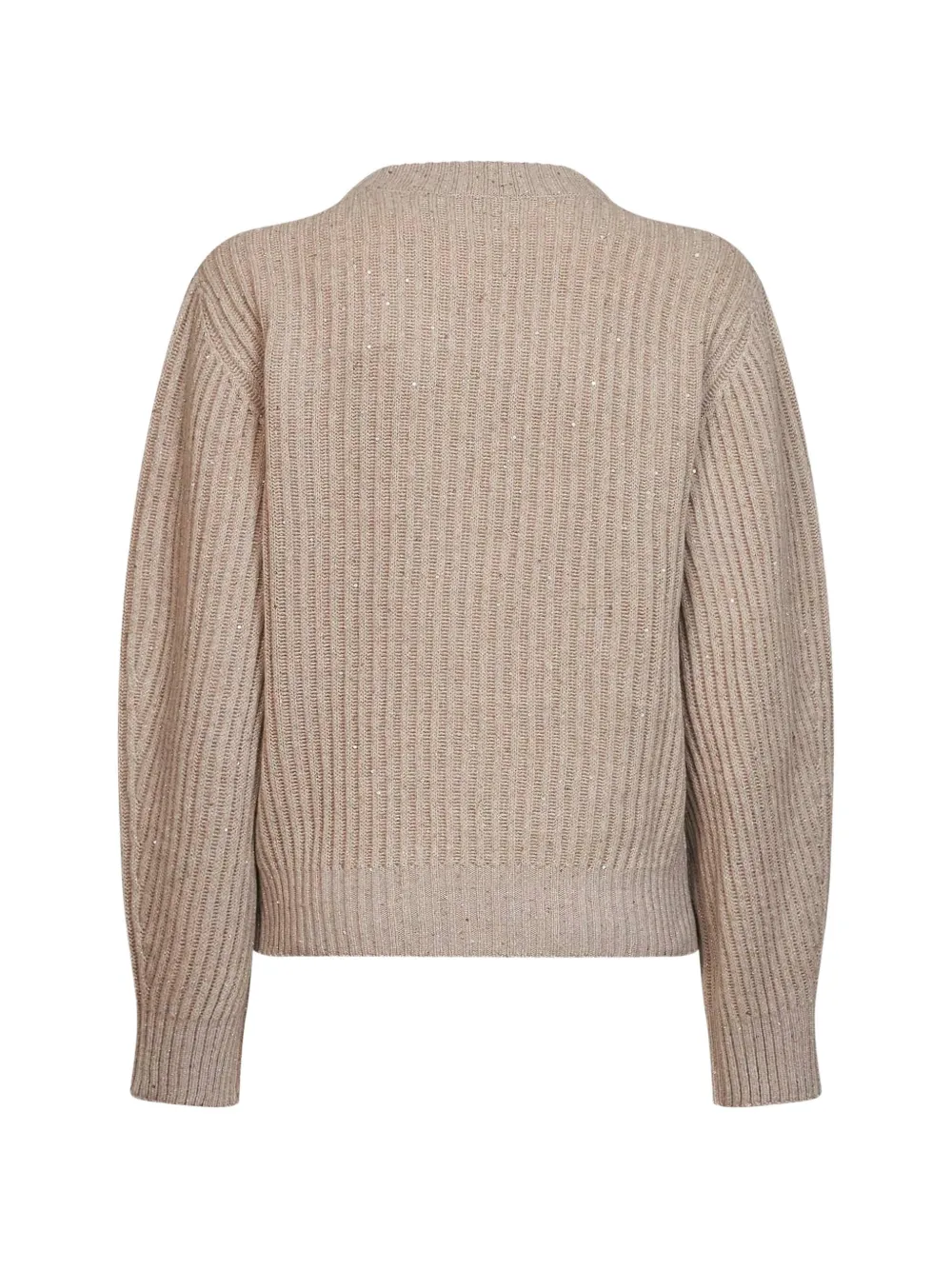 Brunello Cucinelli Dazzling ribgebreide trui verfraaid met pailletten Beige