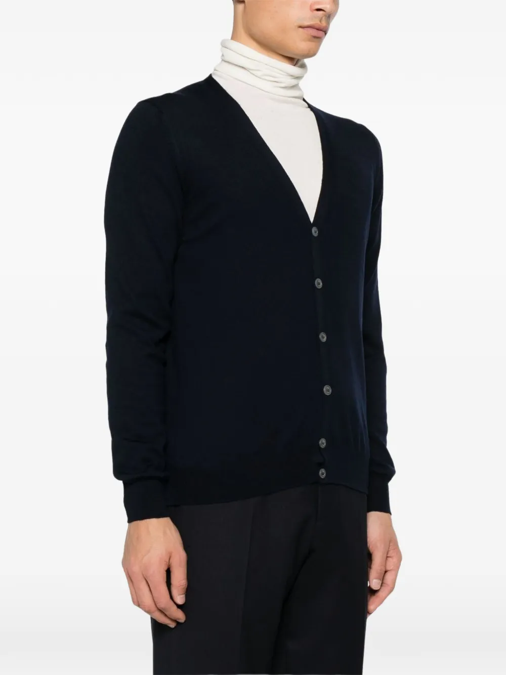 D4.0 Button-up vest met V-hals Blauw