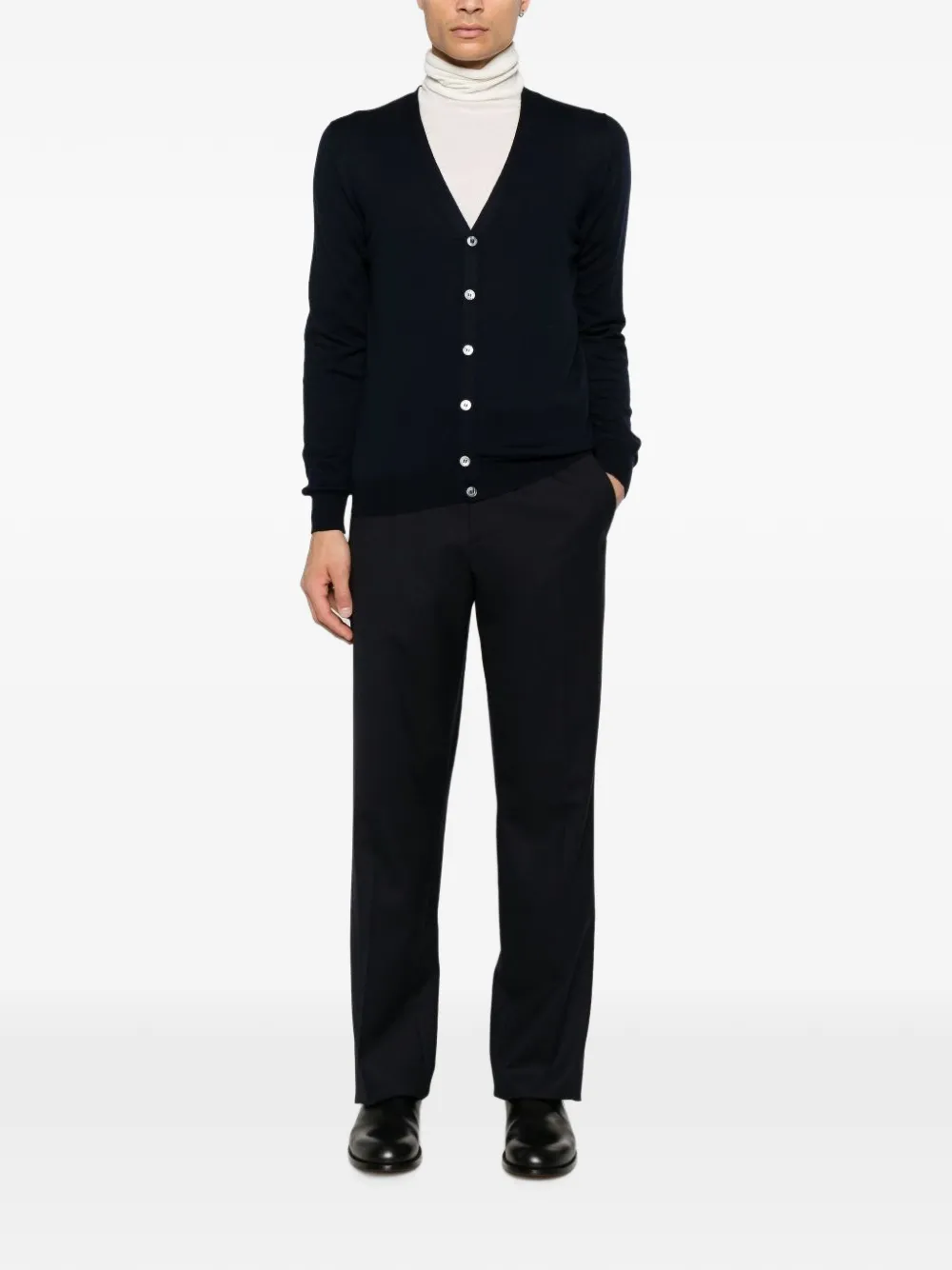 D4.0 Button-up vest met V-hals Blauw