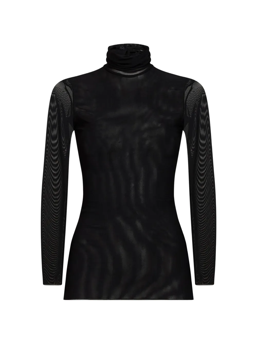 Blanca Vita turtleneck sheer-finish long-sleeve top - Nero