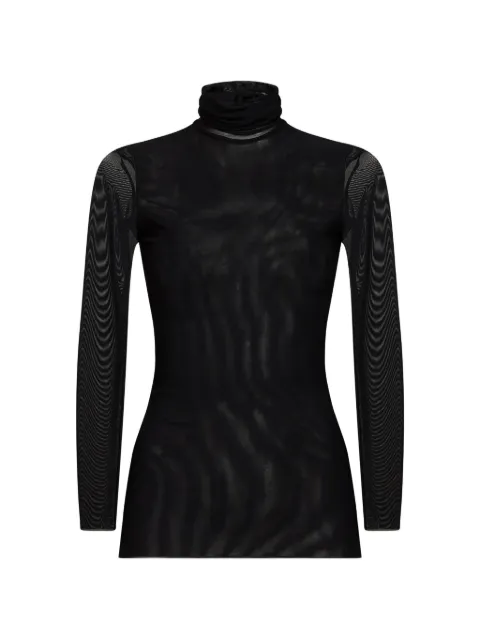 Blanca Vita turtleneck sheer-finish long-sleeve top