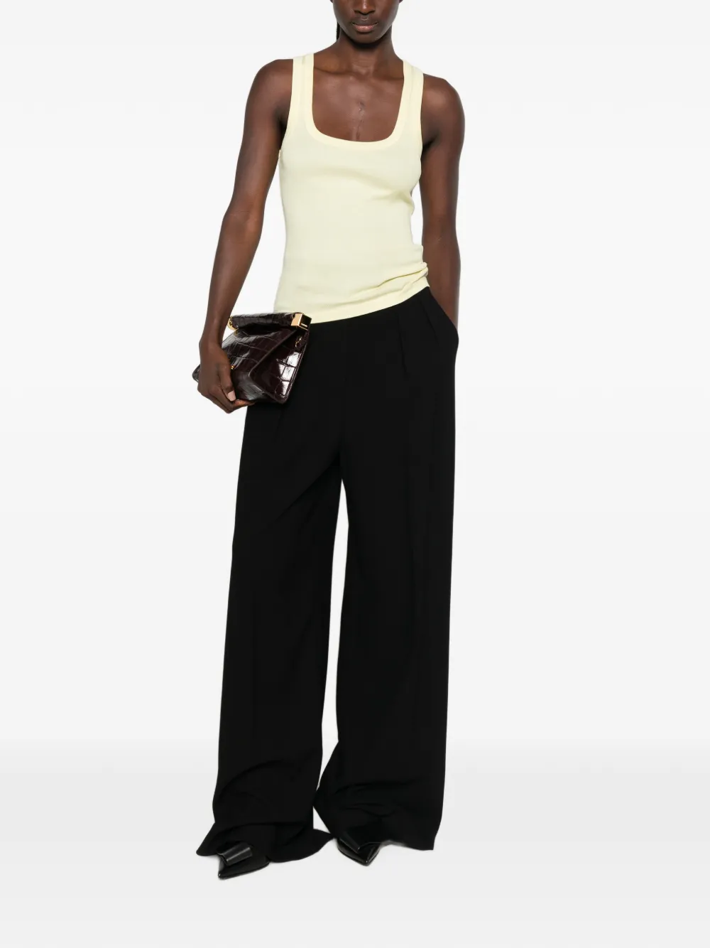 Jacquemus ribbed-knit logo-patch vest Geel
