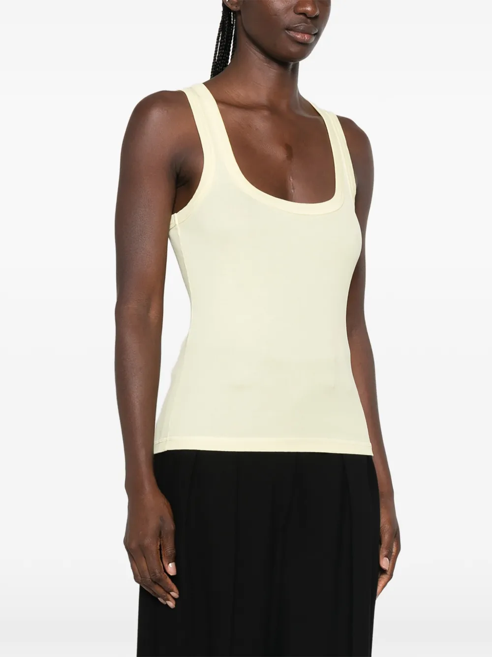 Jacquemus ribbed-knit logo-patch vest Geel
