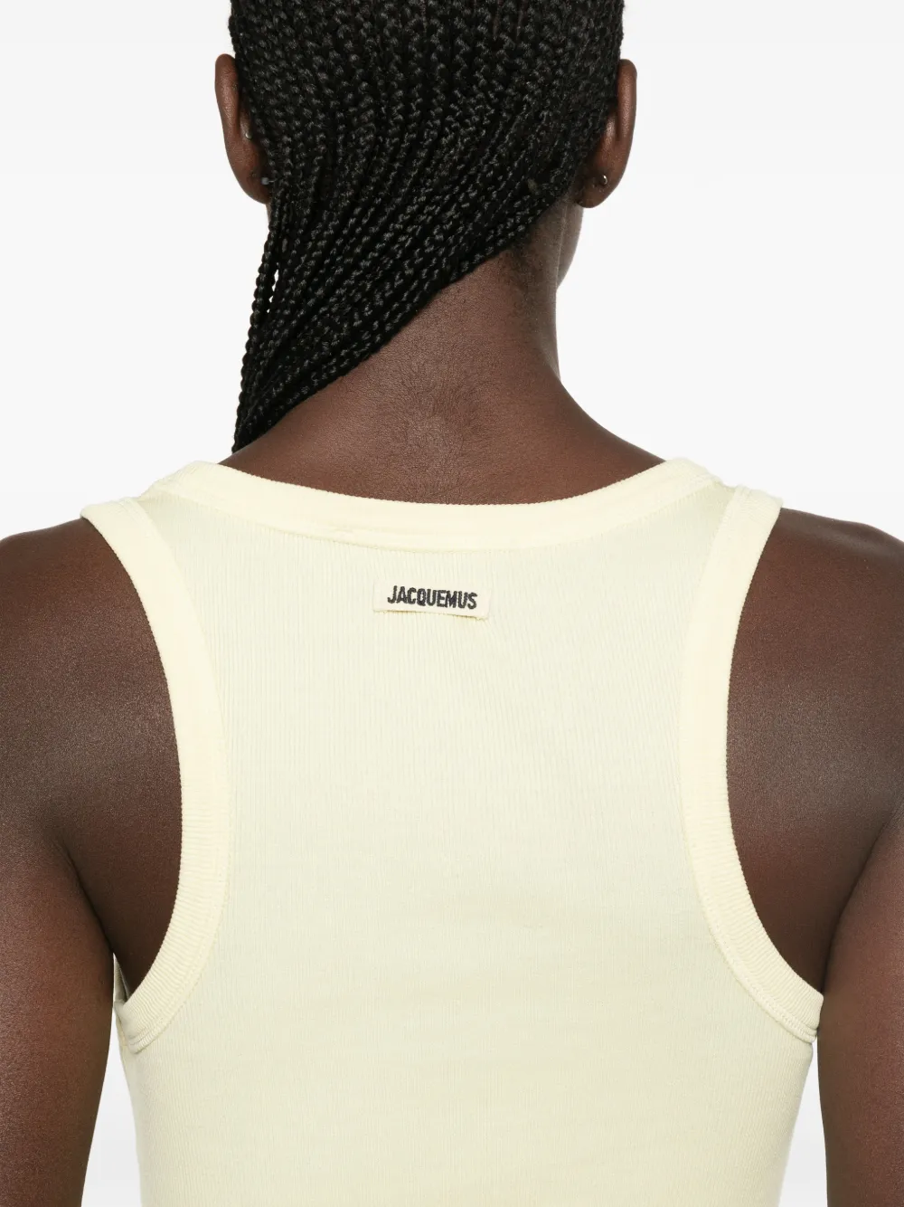 Jacquemus ribbed-knit logo-patch vest Geel