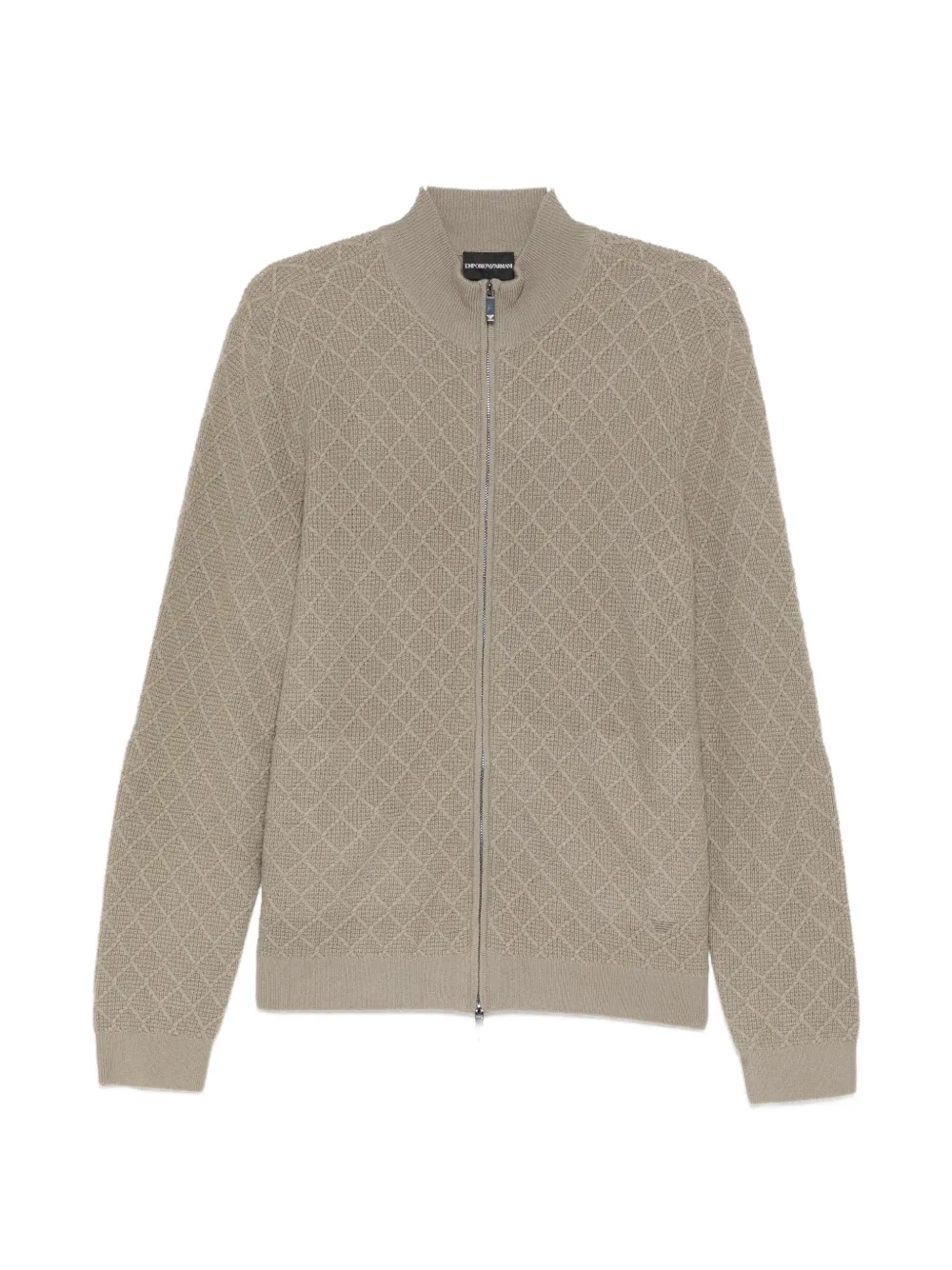 Emporio Armani diamond-textured zip-up cardigan - Toni neutri