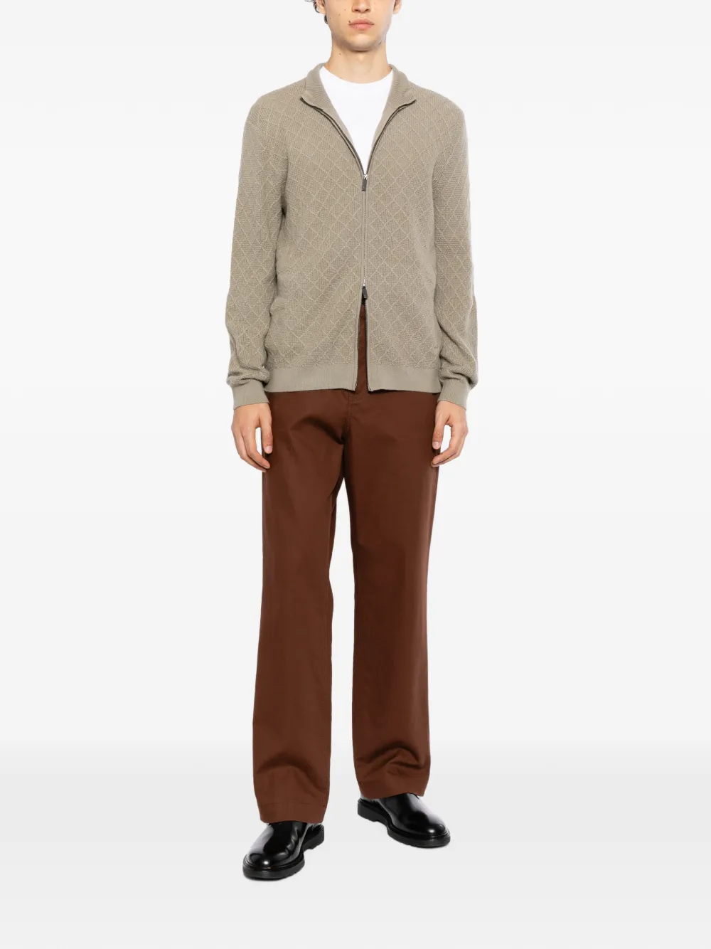 Emporio Armani Vest met textuur en rits Beige