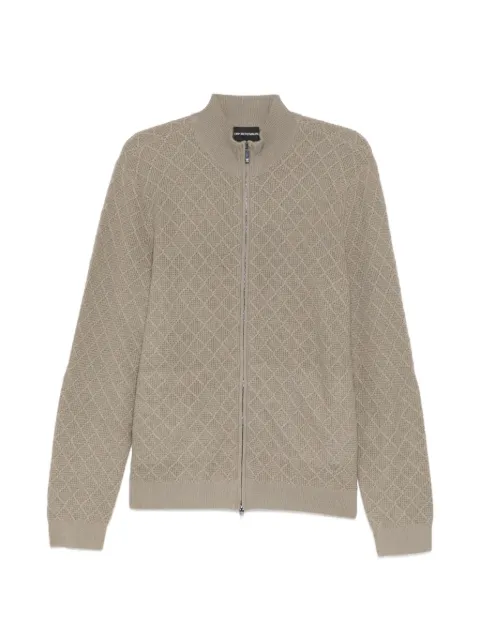 Emporio Armani cárdigan con textura de diamante y cremallera