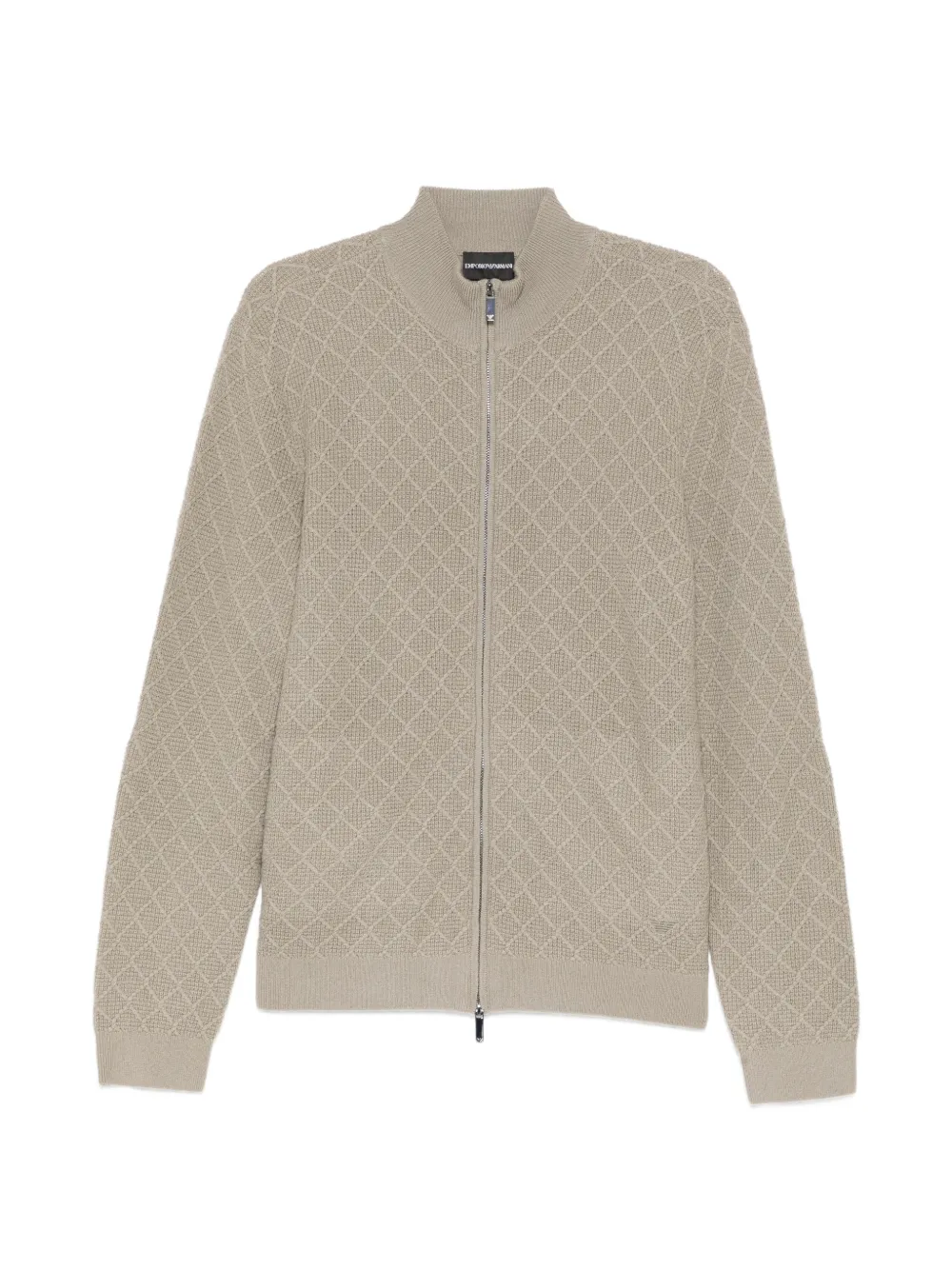 Emporio Armani diamond-textured zip-up cardigan - Toni neutri
