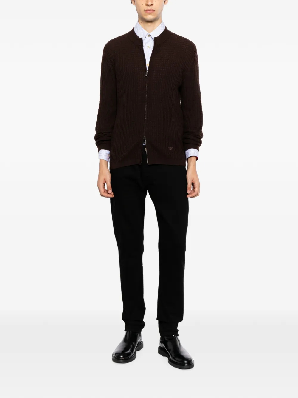 Emporio Armani Vest met wafelpatroon Bruin