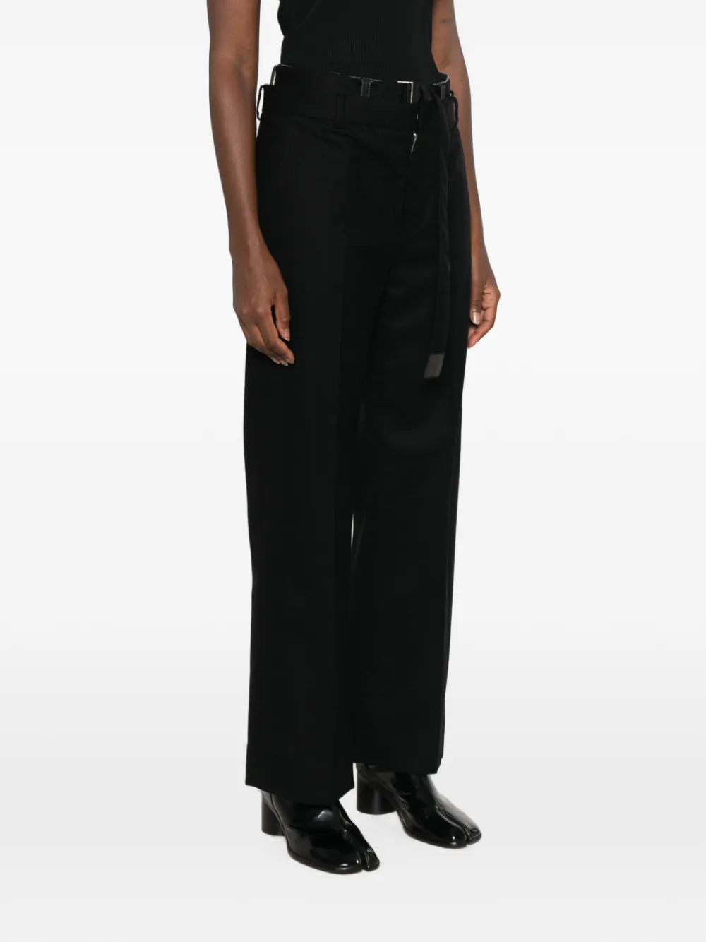 sacai Broek met wijde pijpen Zwart