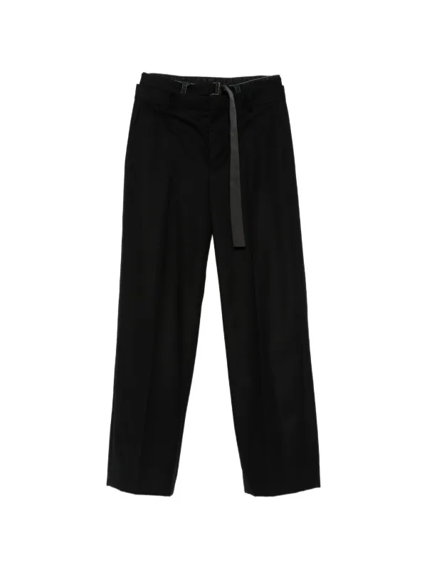 Sacai Belted Wide-leg Trousers in Black