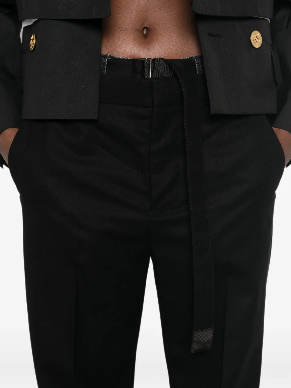 sacai Broek met wijde pijpen Zwart