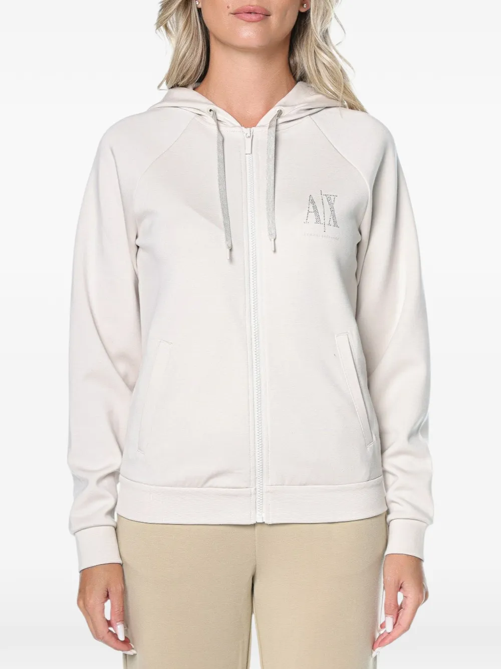 Armani Exchange logo-embellished zip-up hoodie - Toni neutri