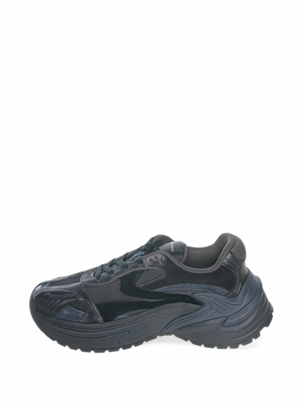 Emporio Armani sneakers with mesh suede and a chunky rubber sole - Nero
