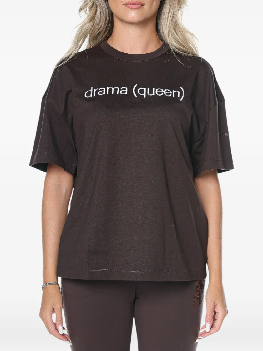 Armani Exchange slogan-print T-shirt - Marrone