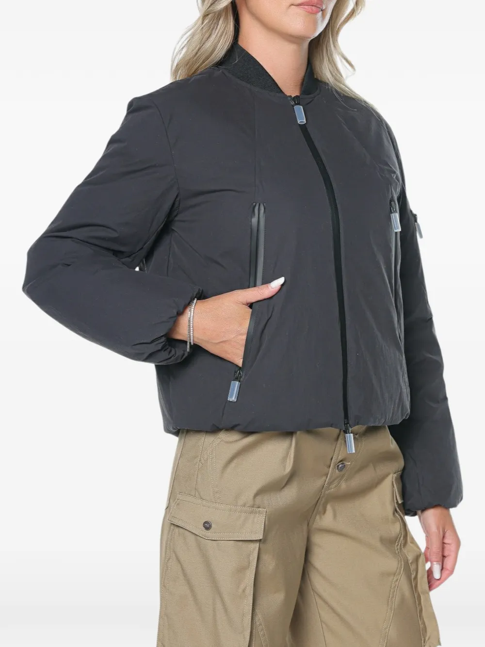 Armani Exchange logo-print blouson jacket Zwart