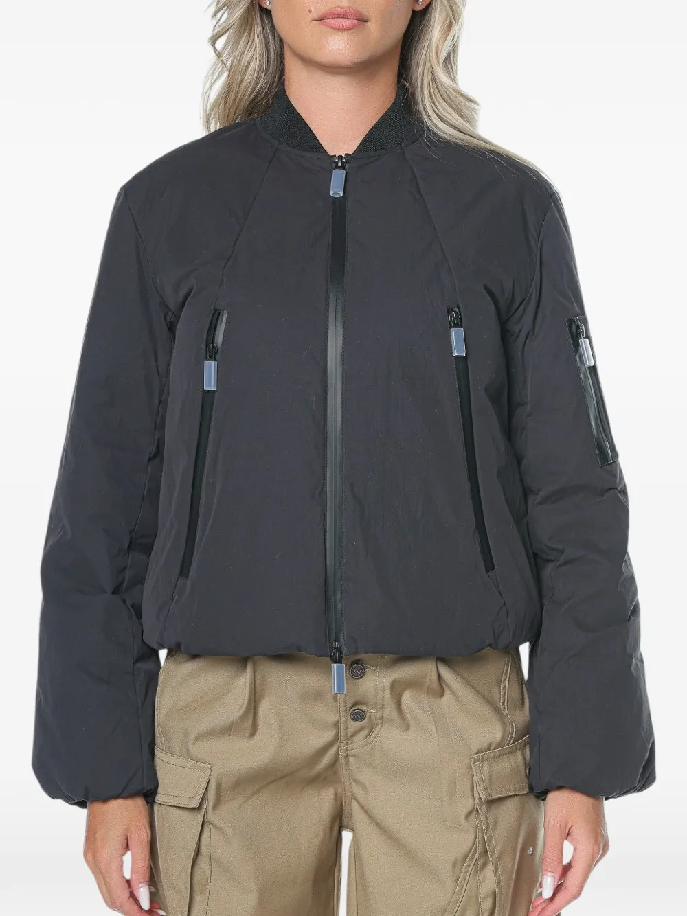 Armani Exchange logo-print blouson jacket - Schwarz