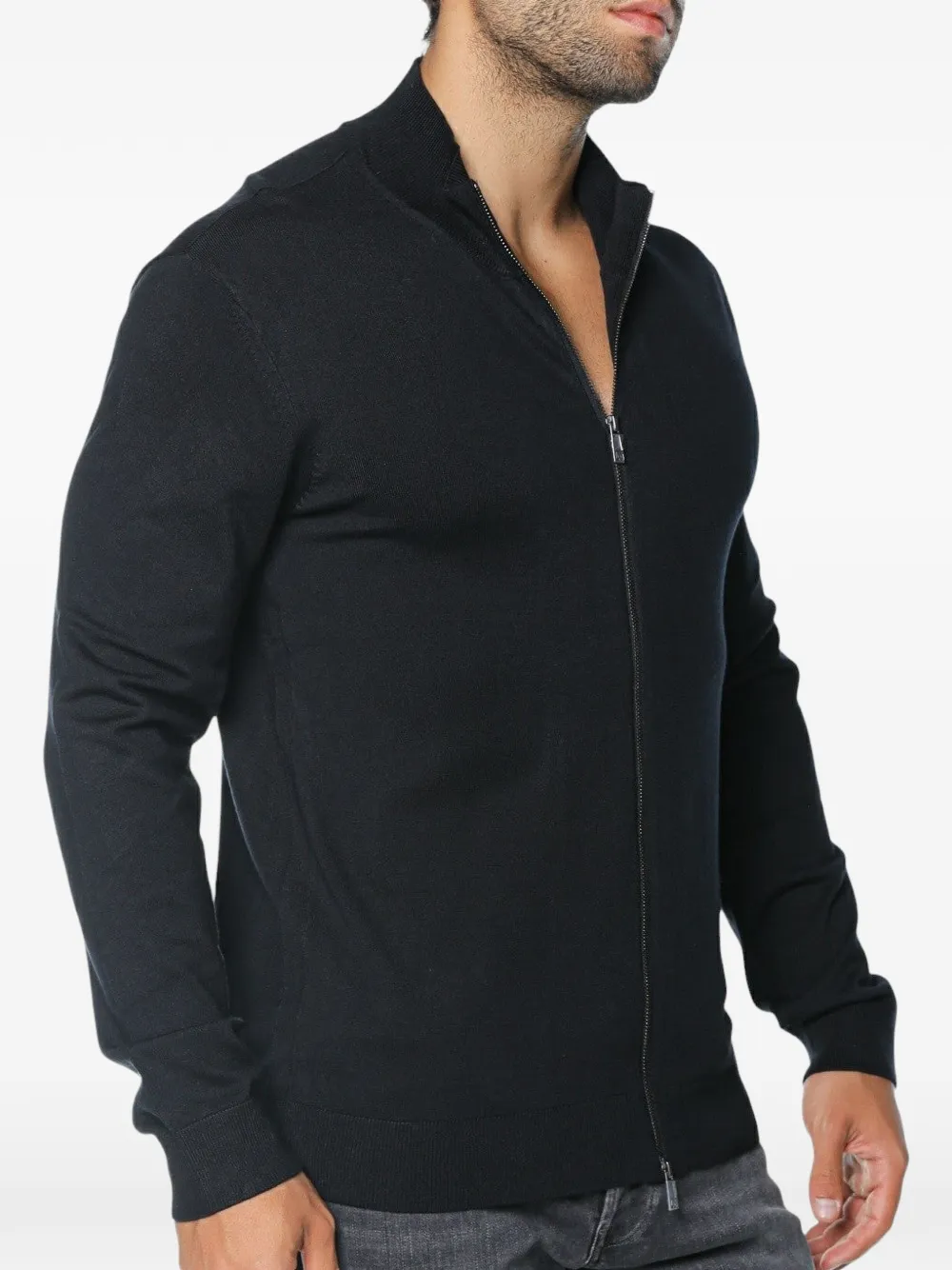 Armani Exchange zip-up cardigan Blauw