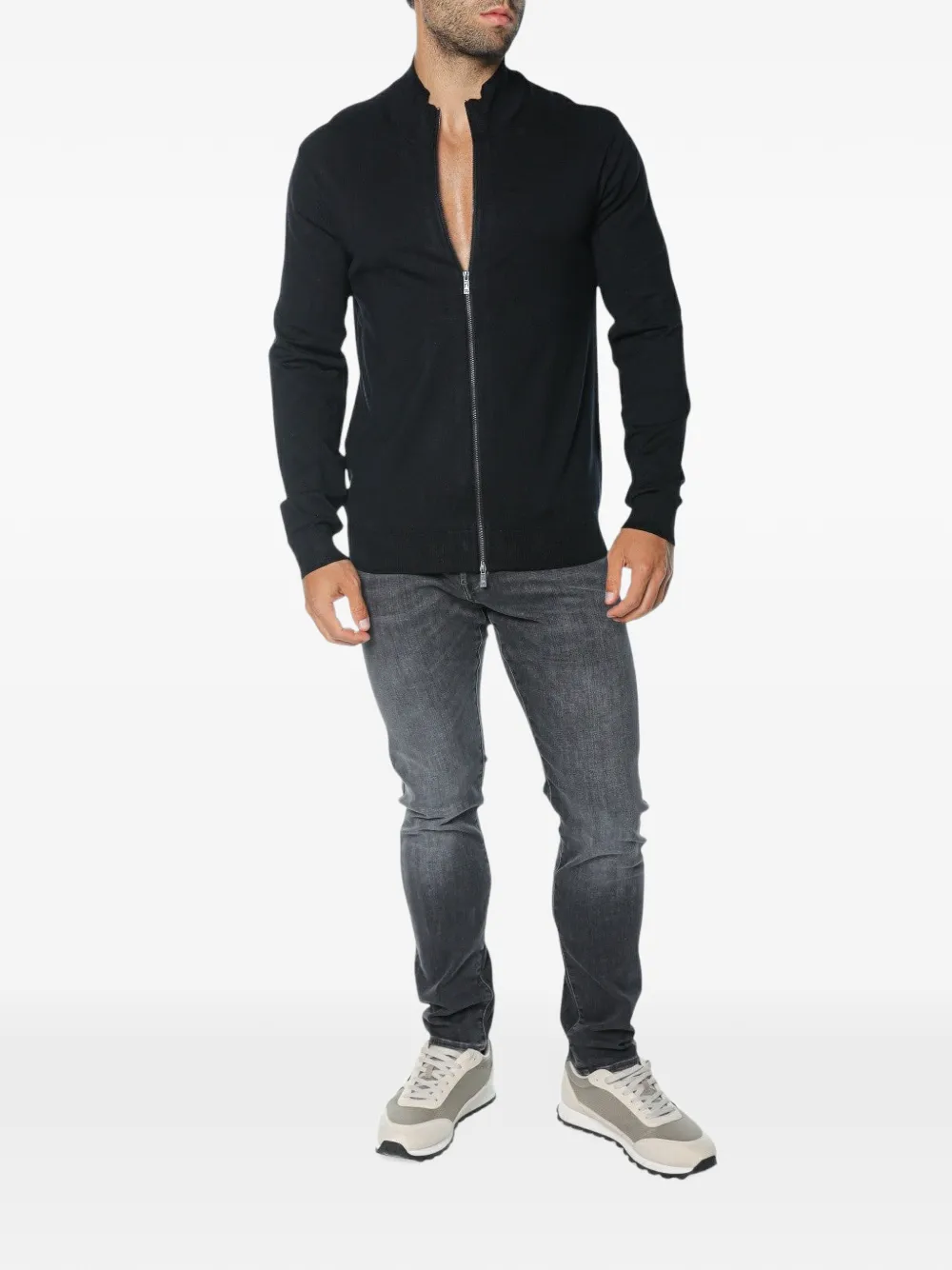 Armani Exchange zip-up cardigan Blauw