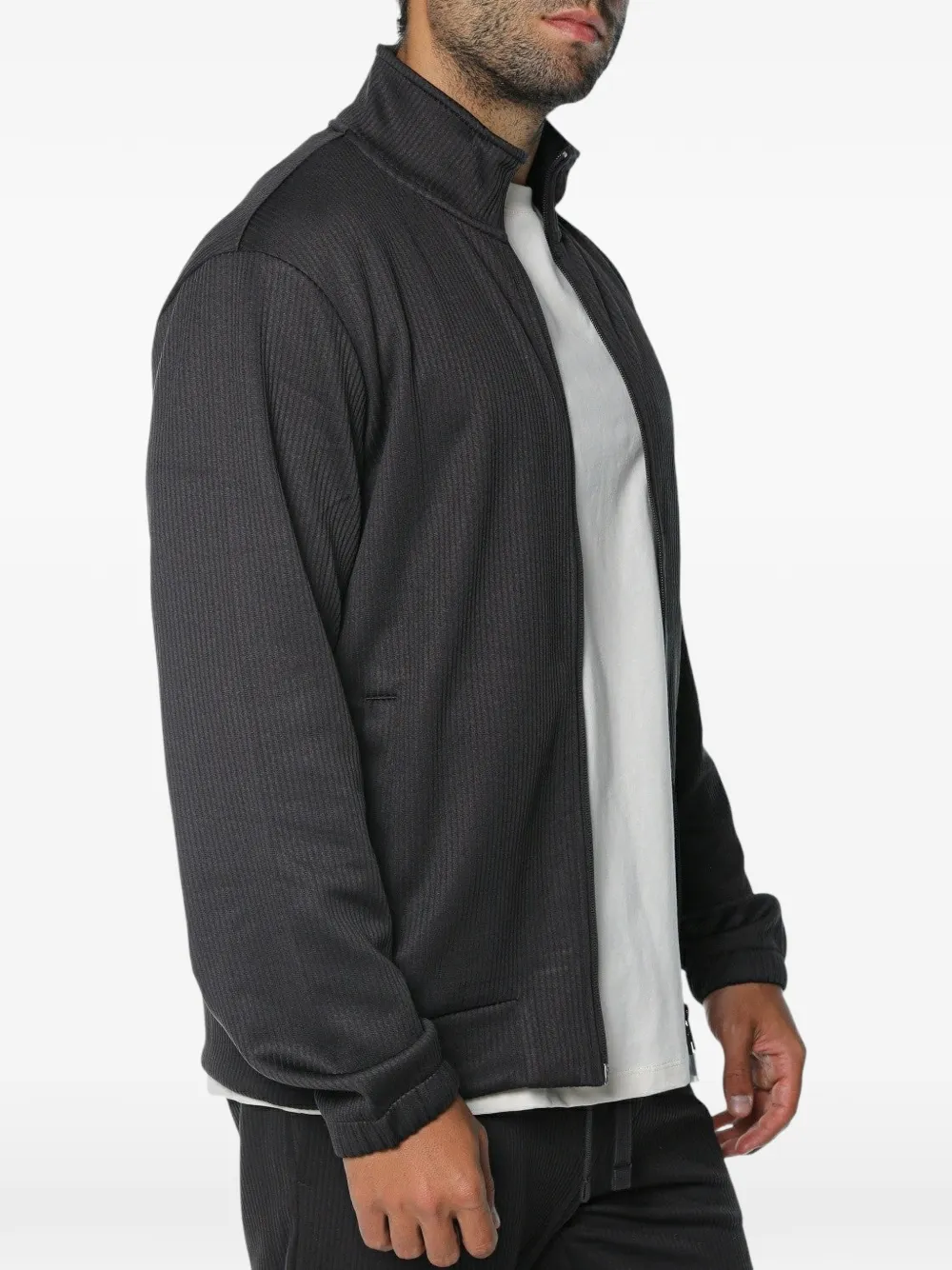 Armani Exchange logo-print ribbed-knit sweatshirt Zwart