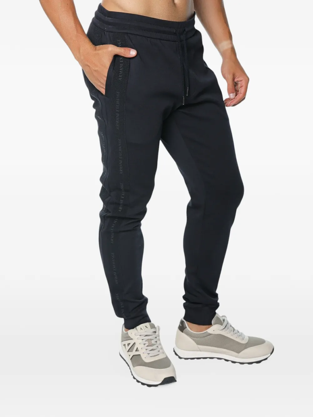 Armani Exchange logo-tape track pants Blauw