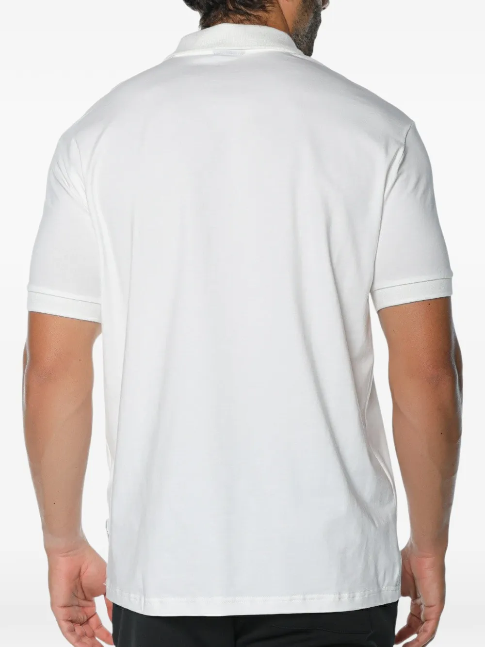 Armani Exchange logo-print zip-fastening polo shirt Wit
