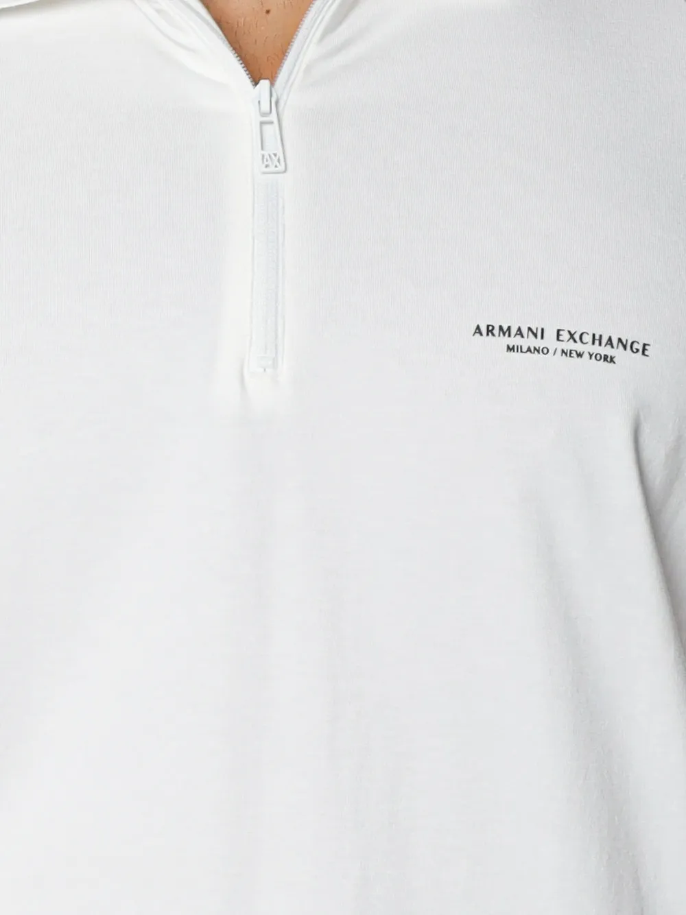 Armani Exchange logo-print zip-fastening polo shirt Wit