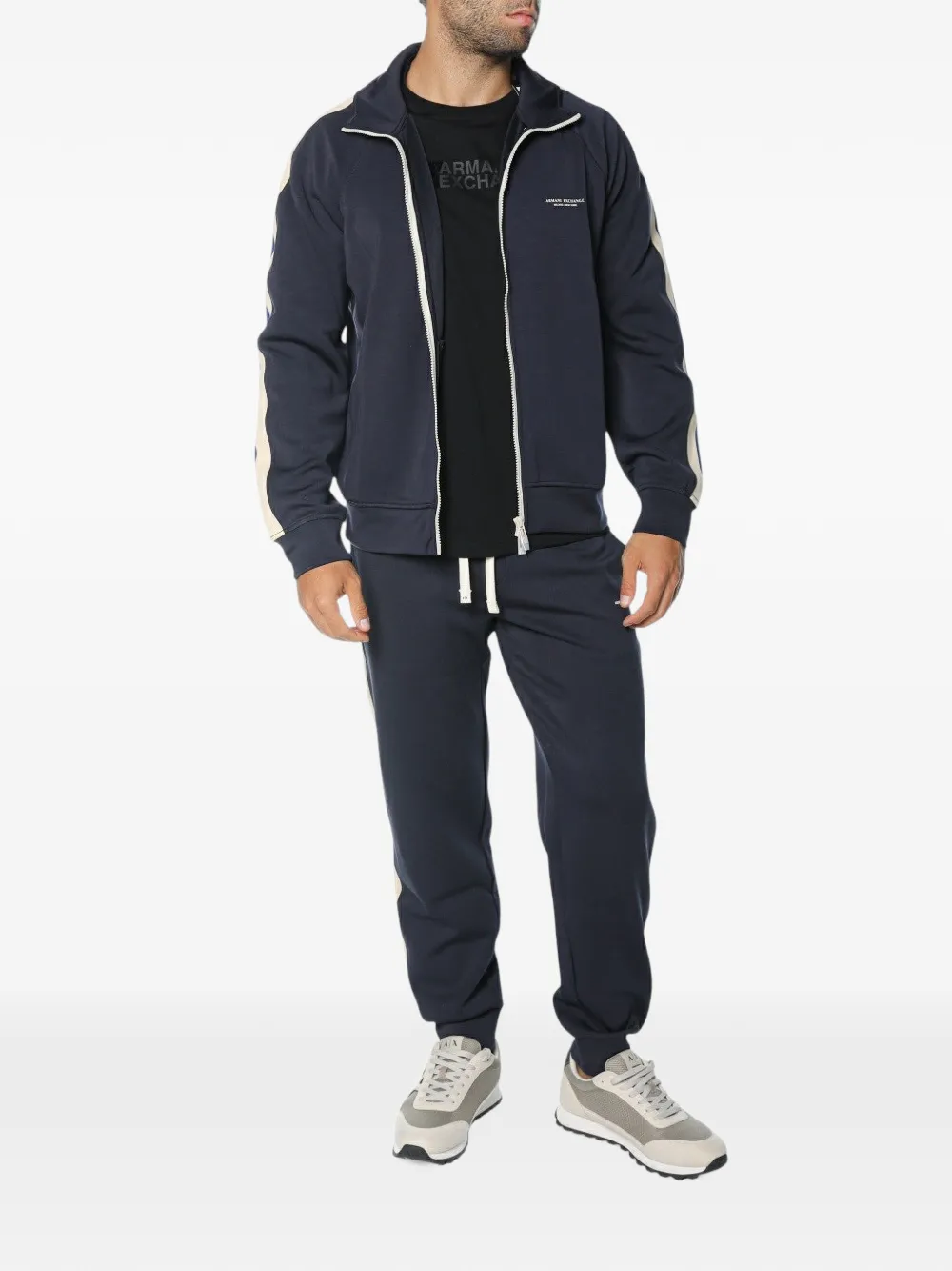 Armani Exchange Trui met raglanmouwen en zijstreep Blauw