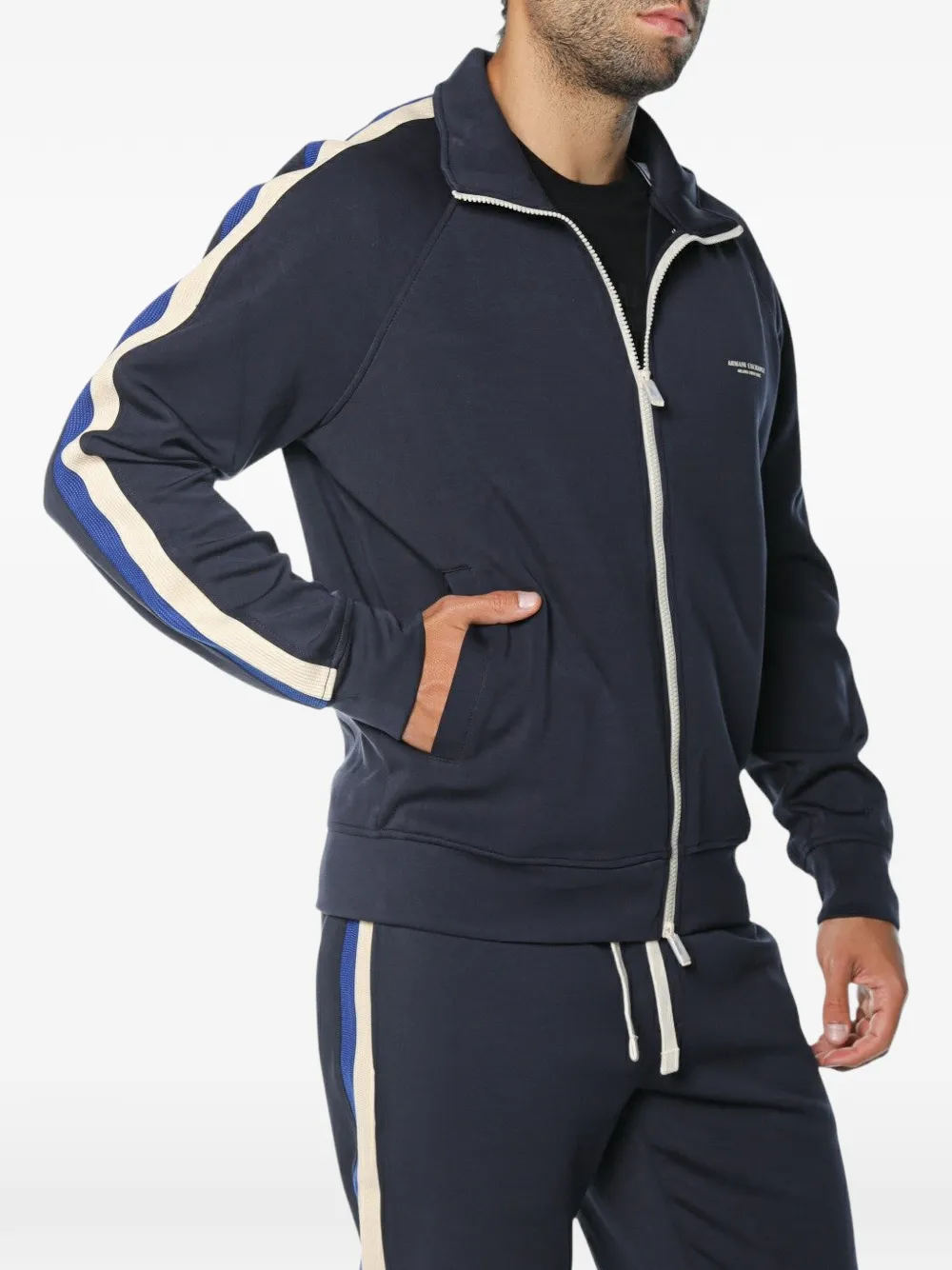 Armani Exchange Trui met raglanmouwen en zijstreep Blauw