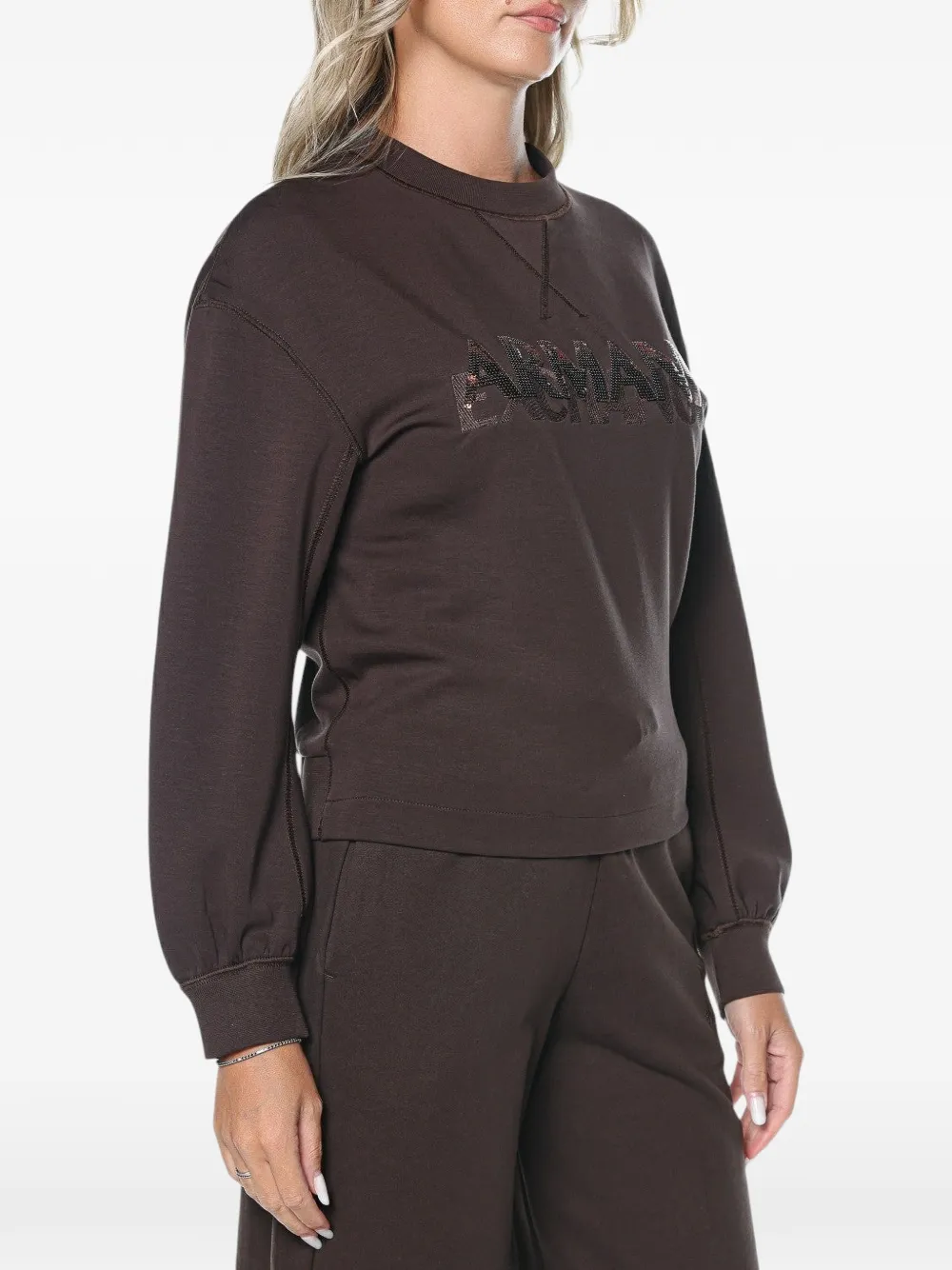 Armani Exchange sequinned-logo V-stitch sweatshirt Bruin