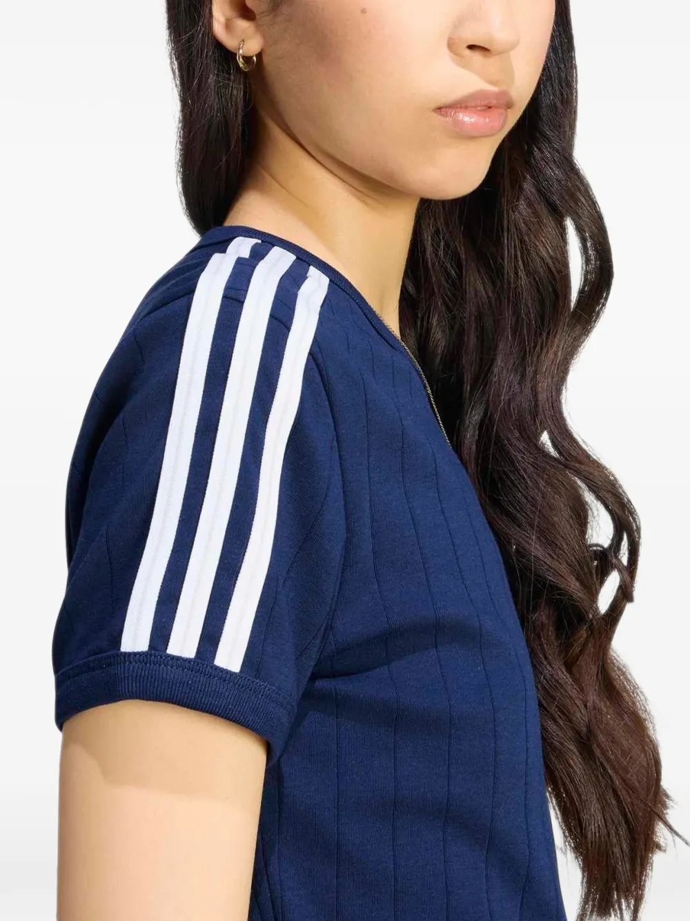 adidas short-sleeve fitted striped T-shirt Blauw
