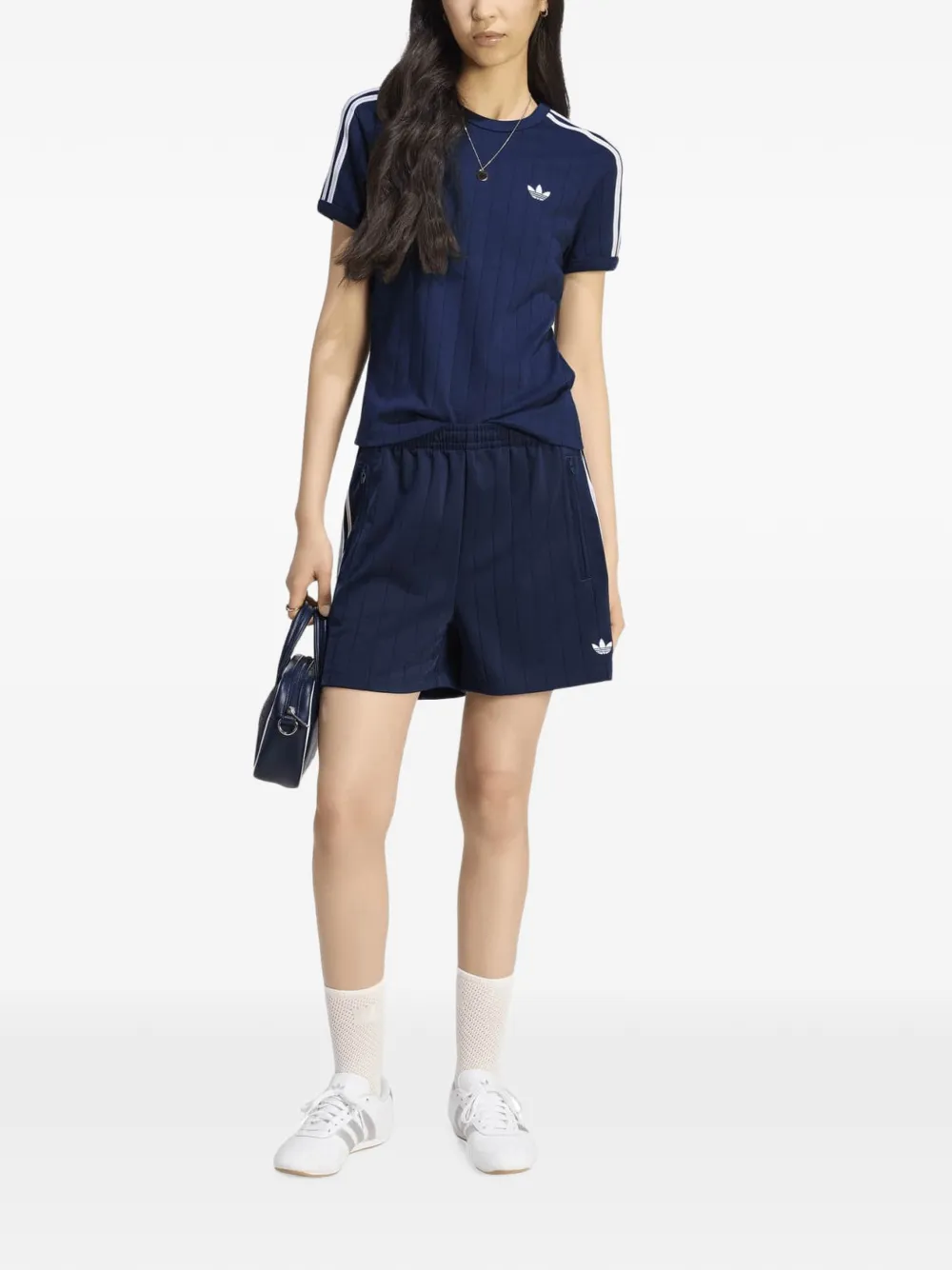 adidas short-sleeve fitted striped T-shirt Blauw